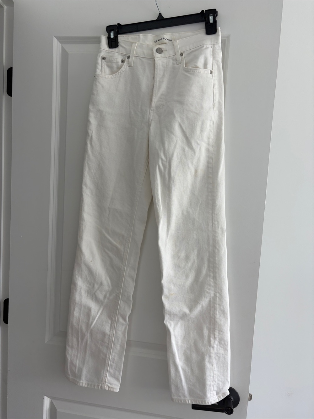Denim Forum High-Rise White Straight Jeans